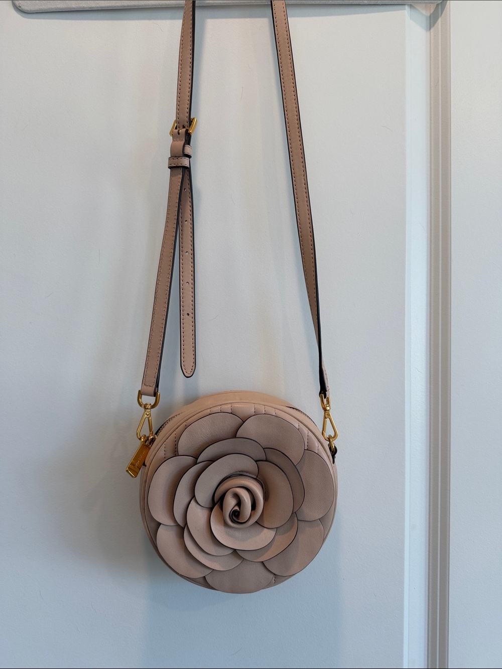 Michael Kors Blush Floral Appliqué Round Crossbody Bag